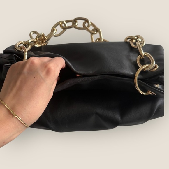 House of Want | We Inspire Vegan Leather Shoulder Bag | Black & Gold | Medium - Picture 14 of 14